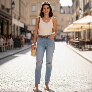 Madewell Full Length Classic Straight Jeans Raw Hem